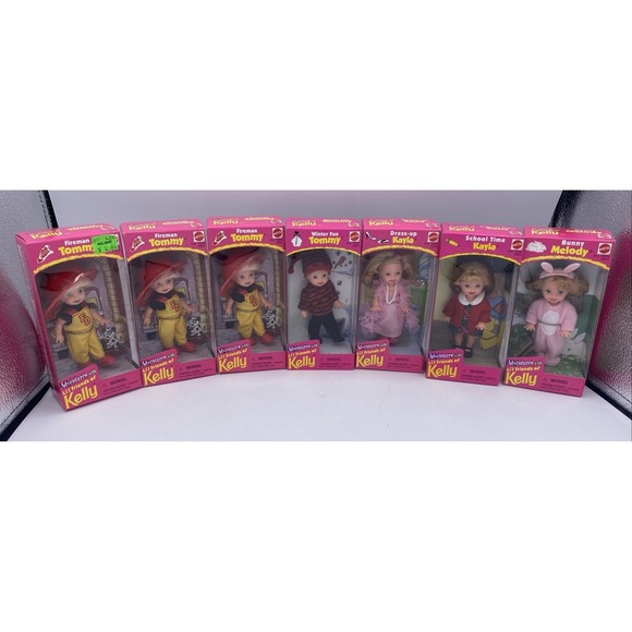 1996 LOT OF 7 DOLLS Li'l Friends Of Kelly 3 X Fireman TommyBunny 16058 MIB NIB